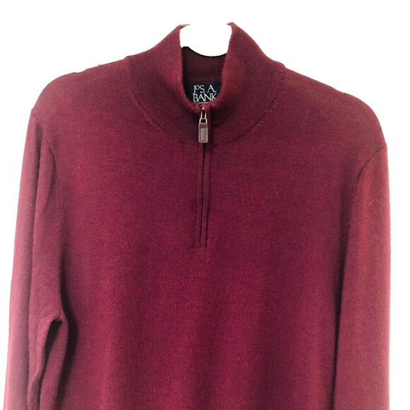 Jos. A. Bank Other - Jos A Bank Merlot Merino Wool Sweater Men L 1/4 Zip Wine Burgundy